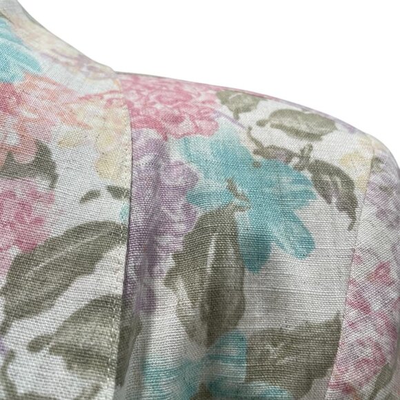Vintage Block Island Petites Floral Blazer 14 Linen Blend Feminine Elegant Chic - Picture 8 of 12
